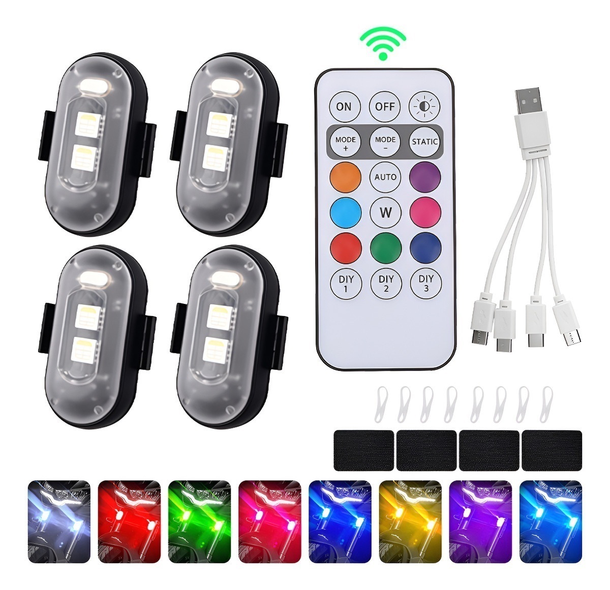 4 قطع أضواء ستروب LED مع جهاز  - مراجعة Drone Led Light وسعره