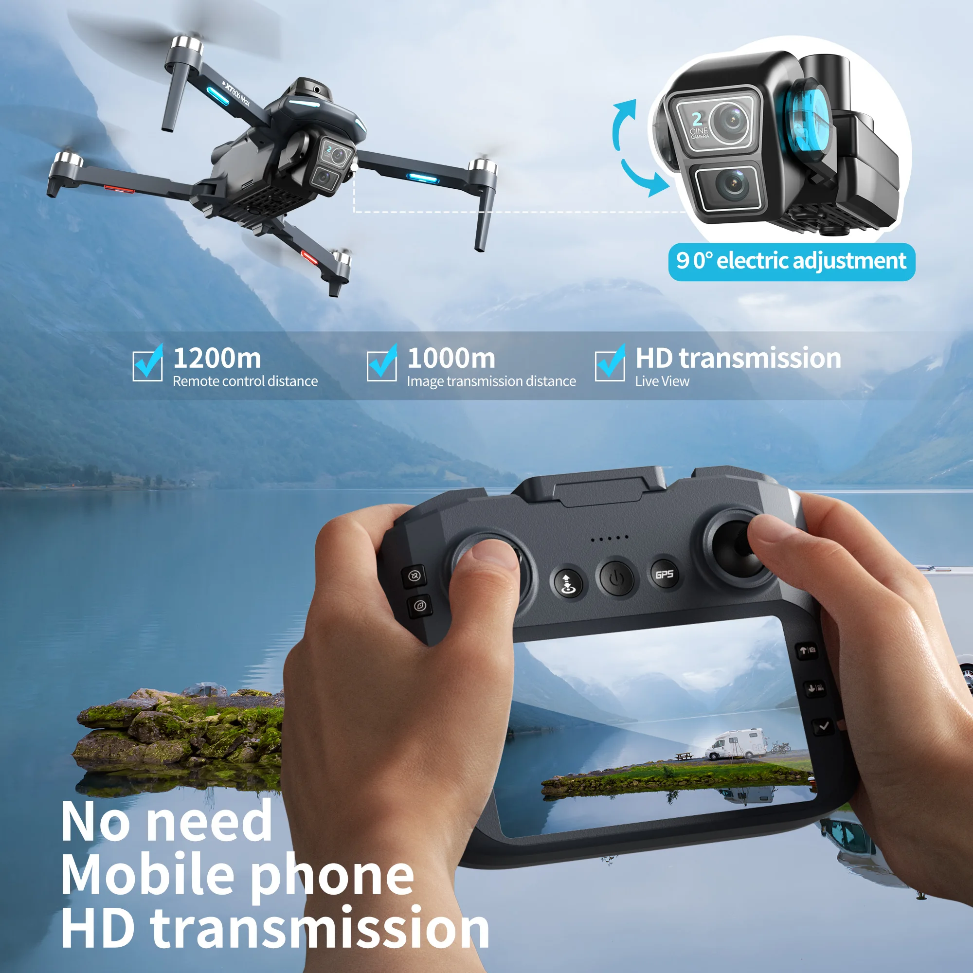 طائرة لينوفو XT606 MAX بدون طي - مراجعة Drone Gps Mount وسعره